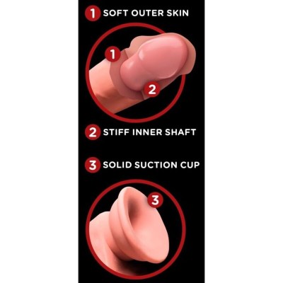 KING COCK PLUS DILDO REALISTA TRIPLE DENSIDAD CON TESTICULOS OSCILANTES 23 CM COLOR NATURAL