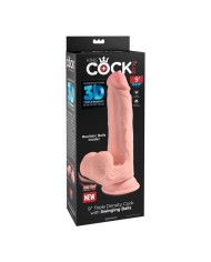 KING COCK PLUS DILDO REALISTA TRIPLE DENSIDAD CON TESTICULOS OSCILANTES 23 CM COLOR NATURAL