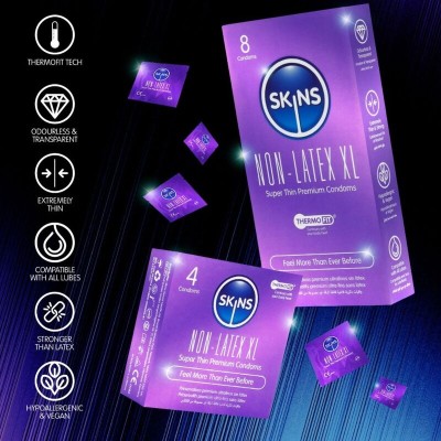 SKINS PRESERVATIVOS SIN LATEX XL PACK 4