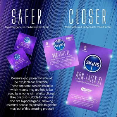 SKINS PRESERVATIVOS SIN LATEX XL PACK 8