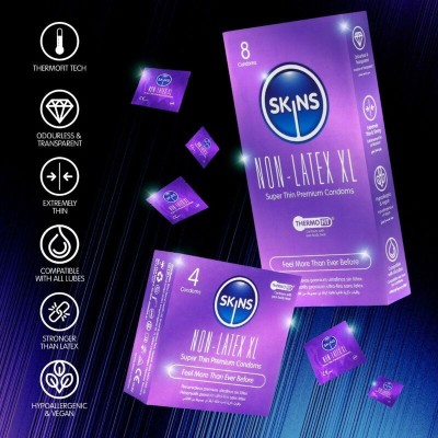 SKINS PRESERVATIVOS SIN LATEX XL PACK 8