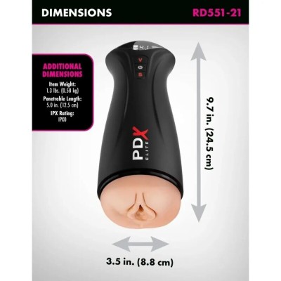 PDX ELITE MASTURBADOR CON SUCCION INTERMITENTE Y VIBRACION FAP GASM