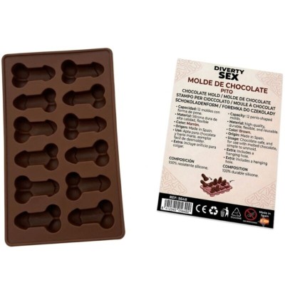 DIABLO PICANTE MOLDE CHOCOLATE 12 PENES SILICONA PARA COLGAR ROJO