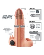FANTASY X TENSIONS FUNDA EXTENSORA VIBRATORIA REAL FEEL 5 CM COLOR BEIGE