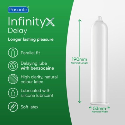 PASANTE DELAY INFINITY PRESERVATIVOS RETARDANTES CAJA 144 UNIDADES