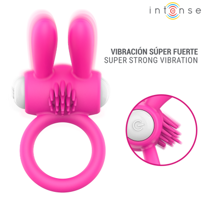 INTENSE HOPPS ANILLO PARA PENE VIBRADOR CON ESTIMULACION CLITORIANA ROSA