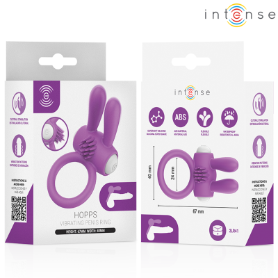 INTENSE HOPPS ANILLO PARA PENE VIBRADOR CON ESTIMULACION CLITORIANA MORADO