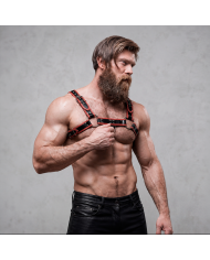 FETISH SUBMISSIVE ATTITUDE ARNES ECOPIEL PECHO HOMBRE NEGRO ROJO