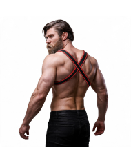 FETISH SUBMISSIVE ATTITUDE ARNES BULLDOG ECOPIEL PECHO HOMBRE NEGRO ROJO