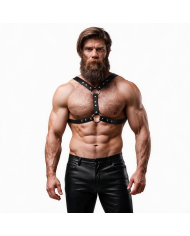 FETISH SUBMISSIVE ATTITUDE ARNES ECOPIEL PECHO CON DOBLE SUJECION Y TACHUELAS HOMBRE