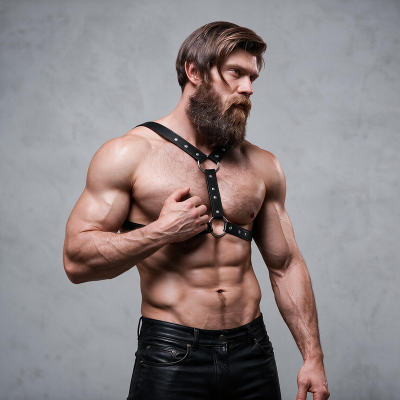 FETISH SUBMISSIVE ATTITUDE ARNES ECOPIEL PECHO CON DOBLE SUJECION Y TACHUELAS HOMBRE