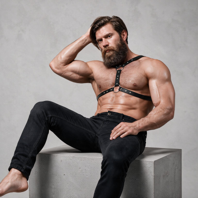 FETISH SUBMISSIVE ATTITUDE ARNES ECOPIEL PECHO CON DOBLE SUJECION Y TACHUELAS HOMBRE