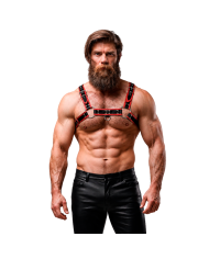 FETISH SUBMISSIVE ATTITUDE ARNES ECOPIEL PECHO HOMBRE NEGRO ROJO