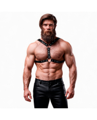 FETISH SUBMISSIVE ATTITUDE ARNES ECOPIEL PECHO CON DOBLE SUJECION Y TACHUELAS HOMBRE