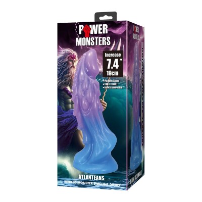 POWER MONSTERS ATLANTEANS DILDO REALISTICO CON VENTOSA 19 CM O 5 CM AZUL Y MORADO