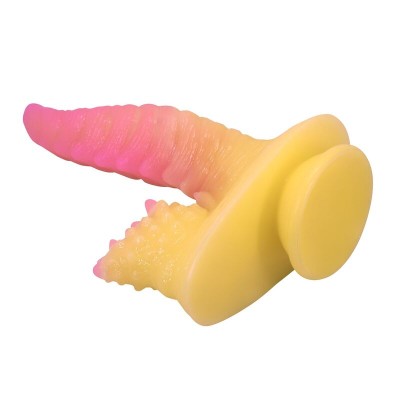 POWER MONSTERS RIPPLIED MONSTER DILDO FANTASIA CON VENTOSA 225 CM O 55 CM ROSA Y AMARILLO