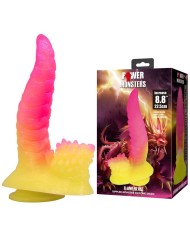 POWER MONSTERS RIPPLIED MONSTER DILDO FANTASIA CON VENTOSA 225 CM O 55 CM ROSA Y AMARILLO