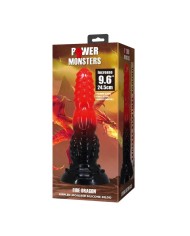 POWER MONSTERS FIRE DRAGON DILDO FANTASIA CON VENTOSA 245 CM O 58 CM ROJO Y NEGRO