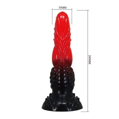POWER MONSTERS FIRE DRAGON DILDO FANTASIA CON VENTOSA 245 CM O 58 CM ROJO Y NEGRO