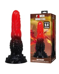POWER MONSTERS FIRE DRAGON DILDO FANTASIA CON VENTOSA 245 CM O 58 CM ROJO Y NEGRO