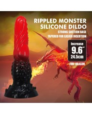 POWER MONSTERS FIRE DRAGON DILDO FANTASIA CON VENTOSA 245 CM O 58 CM ROJO Y NEGRO
