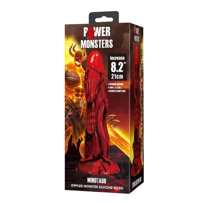 POWER MONSTERS MINOTAUR DILDO FANTASIA CON VENTOSA 21 CM O 5 CM ROJO Y NEGRO