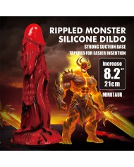 POWER MONSTERS MINOTAUR DILDO FANTASIA CON VENTOSA 21 CM O 5 CM ROJO Y NEGRO