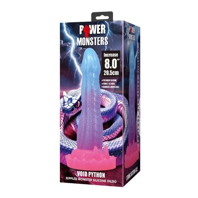 POWER MONSTERS VOID PYTHON DILDO FANTASIA CON VENTOSA 205 CM O 52 CM AZUL LILA Y ROSA
