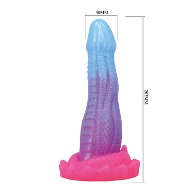 POWER MONSTERS VOID PYTHON DILDO FANTASIA CON VENTOSA 205 CM O 52 CM AZUL LILA Y ROSA