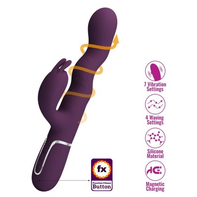 PRETTY LOVE VIBRADOR RABBIT LOURSEN CON MOVIMIENTO OSCILANTE Y 7 VIBRACIONES RECARGABLE USB MORADO