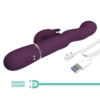 PRETTY LOVE VIBRADOR RABBIT LOURSEN CON MOVIMIENTO OSCILANTE Y 7 VIBRACIONES RECARGABLE USB MORADO