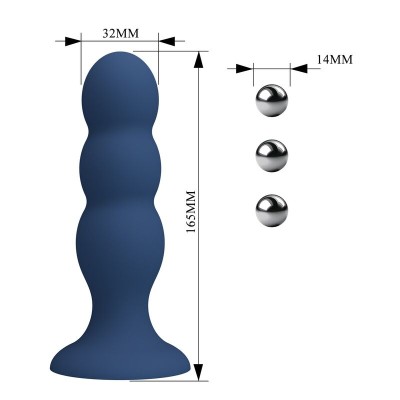 MR PLAY PLUG ANAL CON 3 BOLAS METALICAS Y VENTOSA AZUL