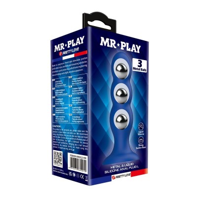 MR PLAY PLUG ANAL CON 3 BOLAS METALICAS Y VENTOSA AZUL