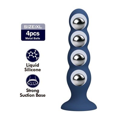 MR PLAY PLUG ANAL CON 4 BOLAS METALICAS Y VENTOSA AZUL
