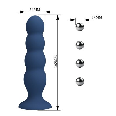 MR PLAY PLUG ANAL CON 4 BOLAS METALICAS Y VENTOSA AZUL