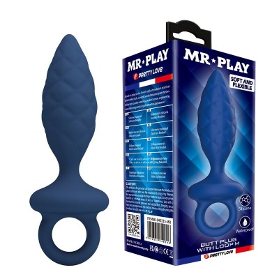 MR PLAY PLUG ANAL TEXTURIZADO CON ANILLA AZUL M