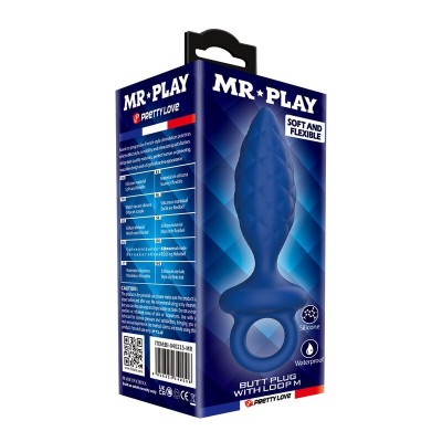 MR PLAY PLUG ANAL TEXTURIZADO CON ANILLA AZUL M
