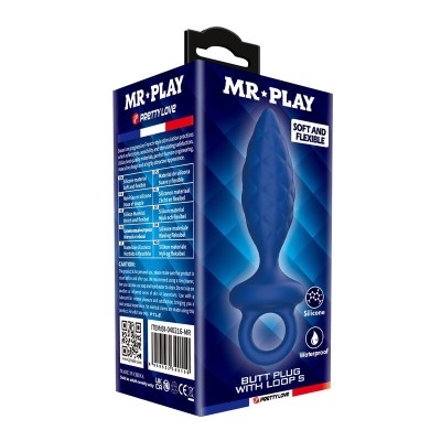 MR PLAY PLUG ANAL TEXTURIZADO CON ANILLA AZUL S