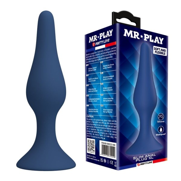 MR PLAY PLUG ANAL CONICO SILICONA AZUL XL