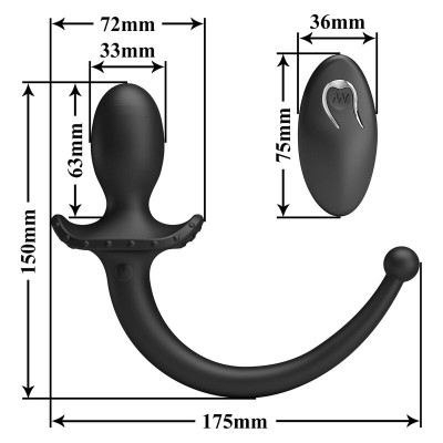 MR PLAY VIBRADOR ANAL Y PERINEAL CON CONTROL REMOTO INALAMBRICO NEGRO
