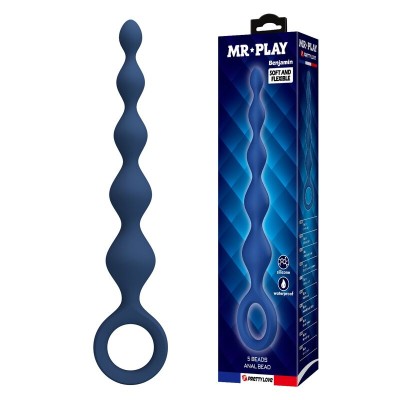 MR PLAY BOLAS ANALES Y PLUG ANAL SILICONA AZUL 204 CM