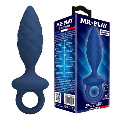 MR PLAY PLUG ANAL TEXTURIZADO CON ANILLA AZUL L