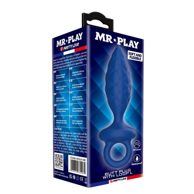 MR PLAY PLUG ANAL TEXTURIZADO CON ANILLA AZUL L