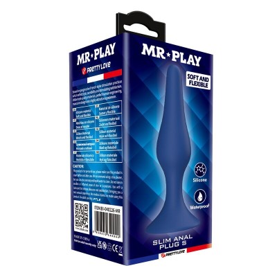 MR PLAY PLUG ANAL SILICONA AZUL SLIM TALLA S