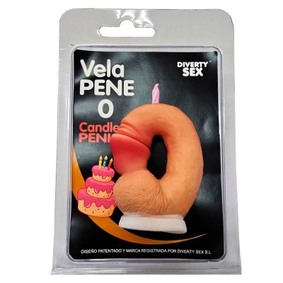 DIABLO PICANTE VELA PENE EN FORMA DE NUMERO 0 COLOR CARNE
