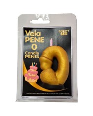 DIABLO PICANTE VELA PENE EN FORMA DE NUMERO 0 COLOR DORADO