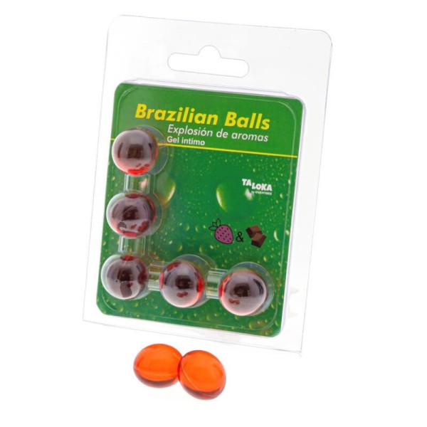 TALOKA BRAZILIAN BALLS GEL INTIMO FRESA CHOCOLATE 5 BOLAS