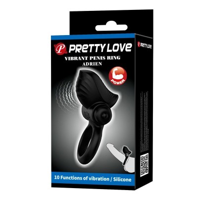 PRETTY LOVE ANILLO VIBRADOR PARA PENE ADRIEN 10 FUNCIONES NEGRO