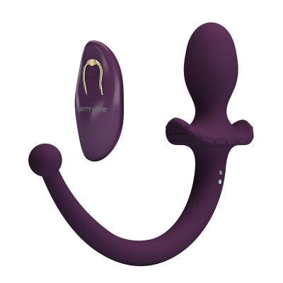PRETTY LOVE LIOEA PLUG ANAL CON COLA VIBRADOR 12 FUNCIONES COLOR MORADO CONTROL REMOTO