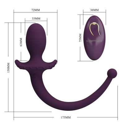 PRETTY LOVE LIOEA PLUG ANAL CON COLA VIBRADOR 12 FUNCIONES COLOR MORADO CONTROL REMOTO